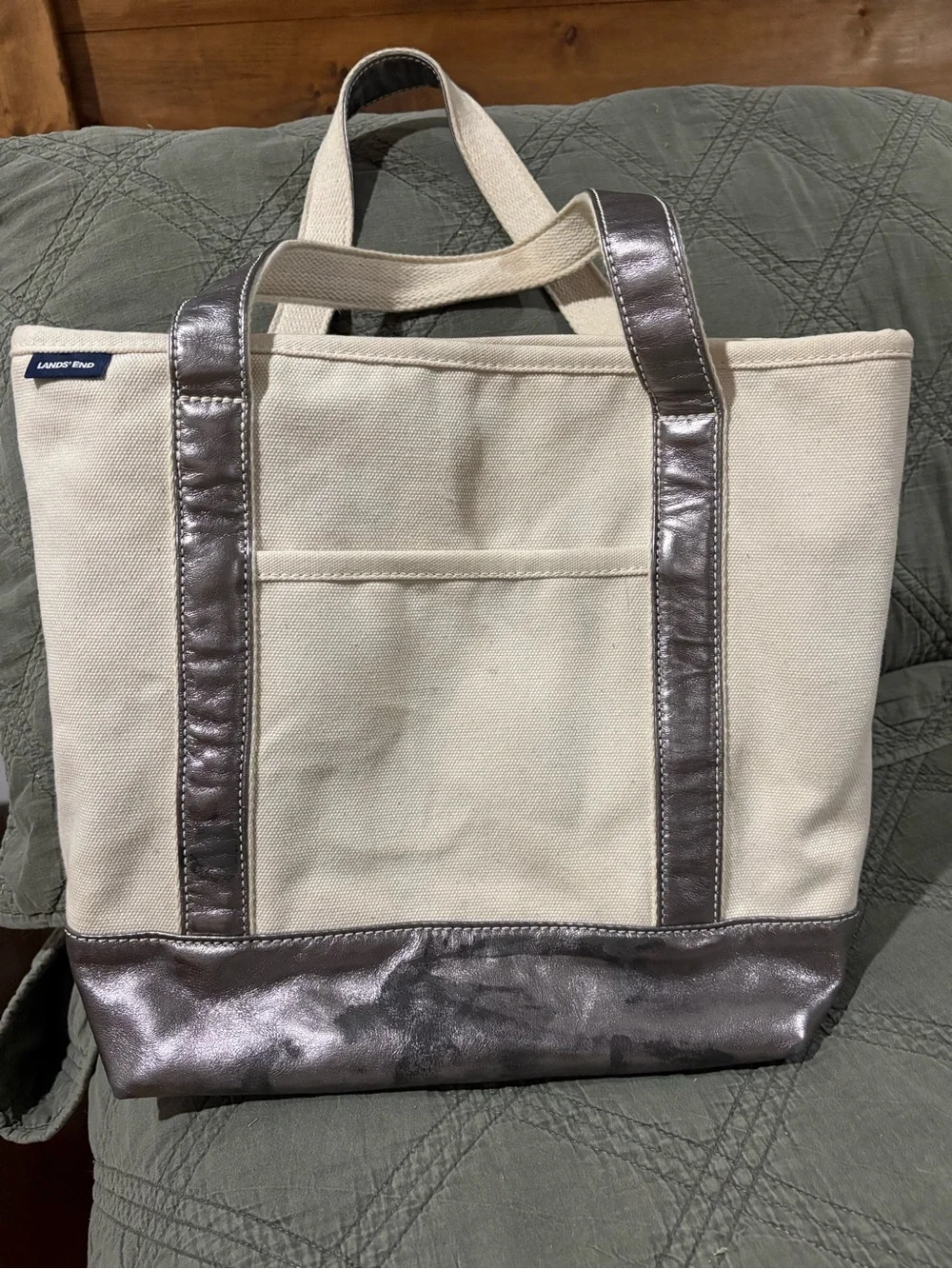Lands End zip top tote bag